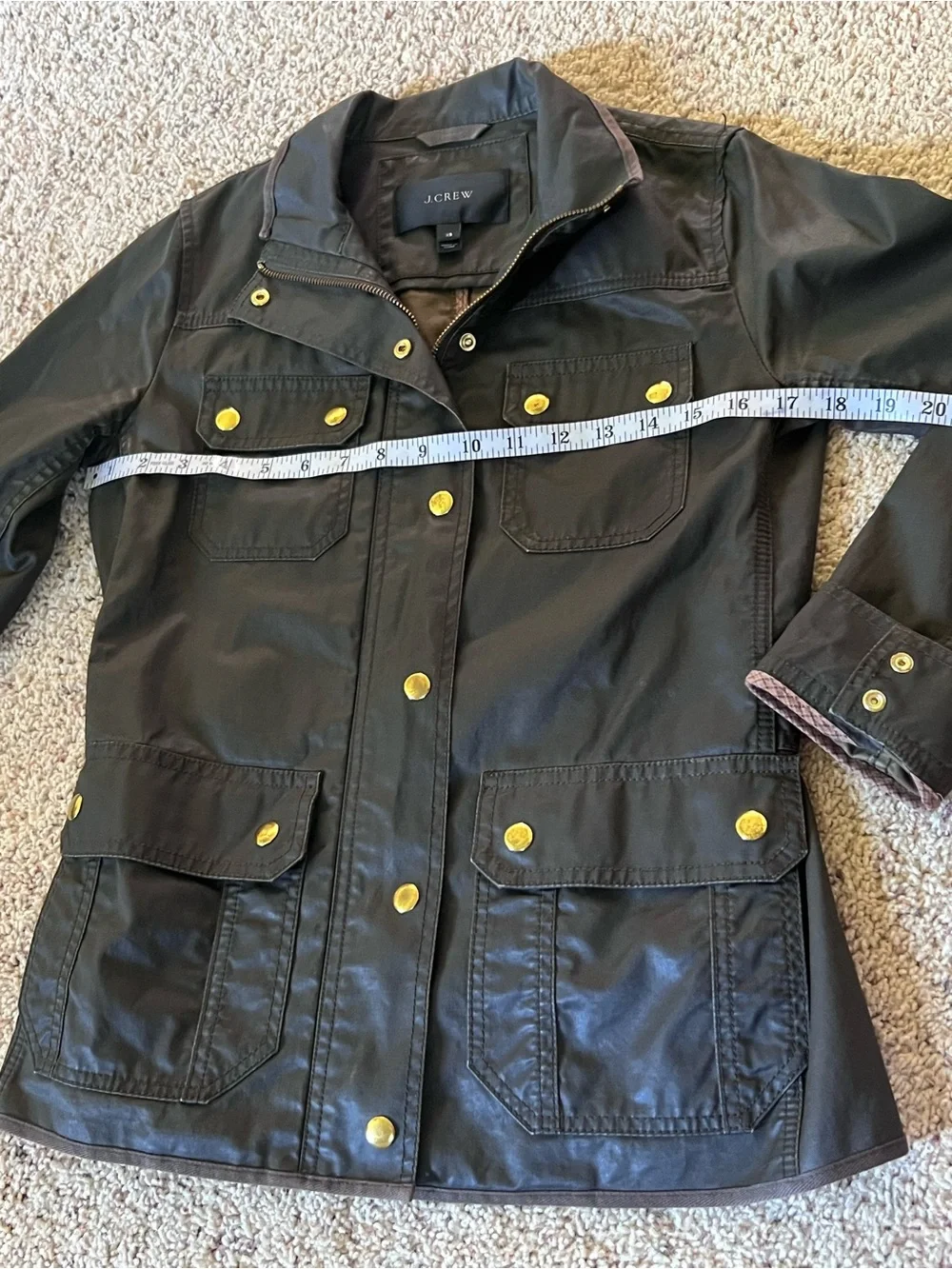 J. Crew green Utility Jacket with Gold Hardware